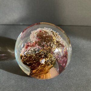 Evolution by Waterford Cosmic Fire Blown Glass Round Paperweight